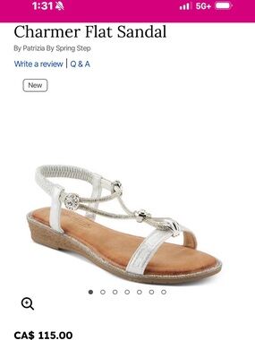 Patrizia Silver T-Strap Charmer Flat Sandal